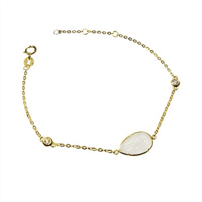 玻璃種羽毛黃K金手鍊