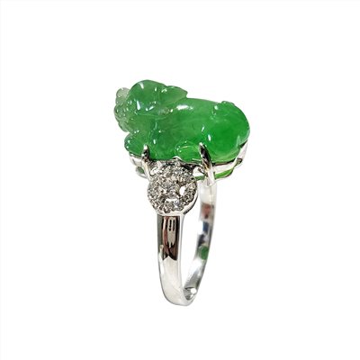 翡翠貔貅古錢玉戒(已售出)