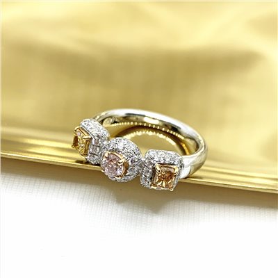 黃粉彩鑽鑽石戒指