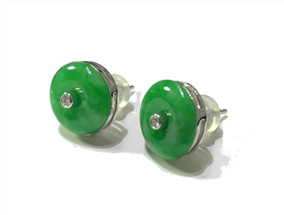 翡翠古錢鑽石耳環(已售出)