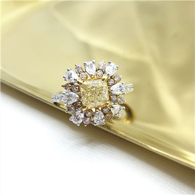 天然黃彩1.25克拉彩鑽鑽戒