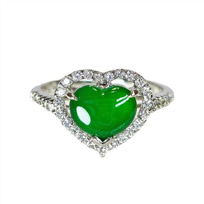 翡翠愛心鑽戒  國際圍12號