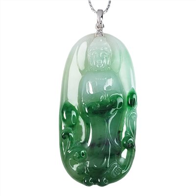 冰糯翠綠觀音玉牌 