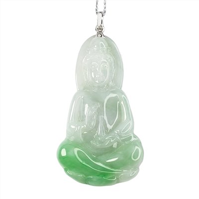 白底青大尊觀音玉墜(已售出)