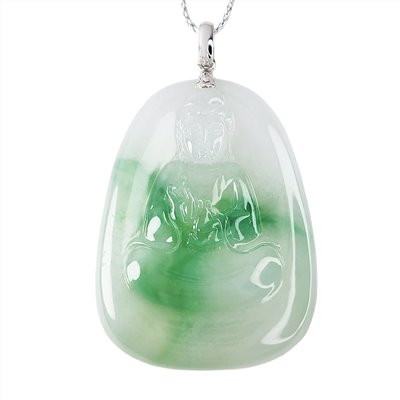 冰種帶綠觀音玉牌