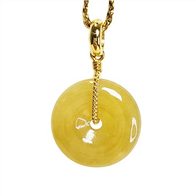 黃翡平安扣玉墜 黃K金墜頭(已售出)