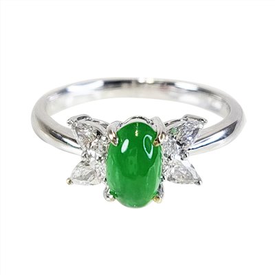 冰翠蛋面馬眼鑽戒 國際圍10.5號