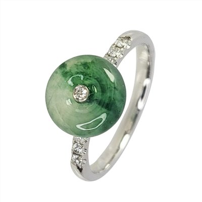 冰玻飄蘭花古錢戒指 國際圍10號