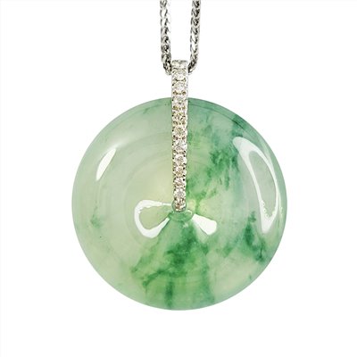 玻璃種飄花平安扣鑽墜(已售出)