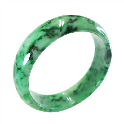 豆底翡翠飄花寬版玉鐲 18圍