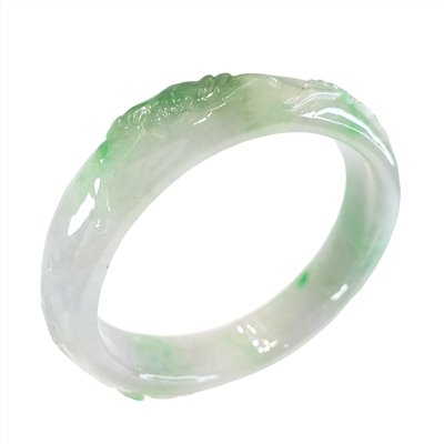 福到眼前冰帶綠玉鐲 17.5圍 貴妃鐲(已售出)