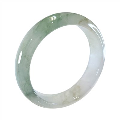 翡翠冰種帶湖綠絲寬版玉鐲 19圍 平安鐲