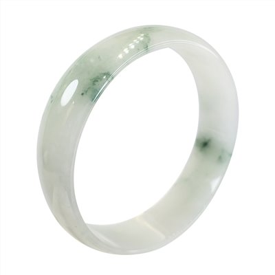 冰底糯種飄蘭花玉鐲 17圍 寬版扁鐲(已售出)