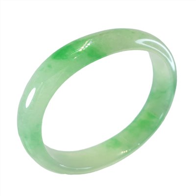 翡翠冰種陽綠玉鐲 17圍 貴妃鐲