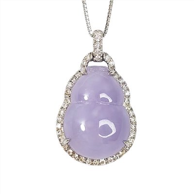 粉紫翡翠葫蘆鑽墜