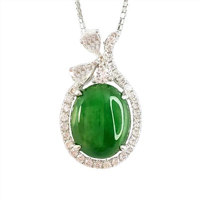 翡翠蛋面蝴蝶結鑽墜 