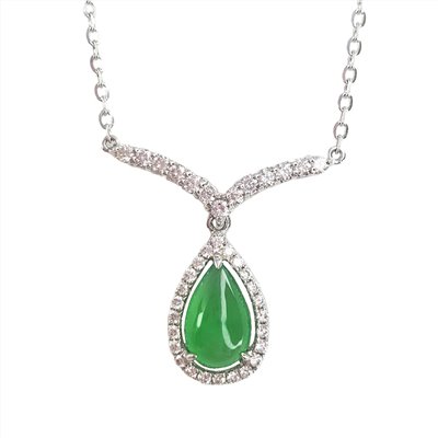 翡翠水滴鑽石項鍊(已售出)