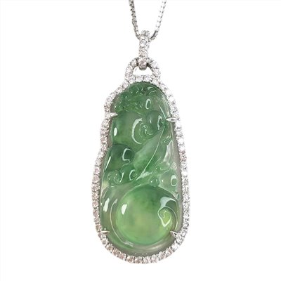 玻璃種神龍戲珠玉墜(已售出)