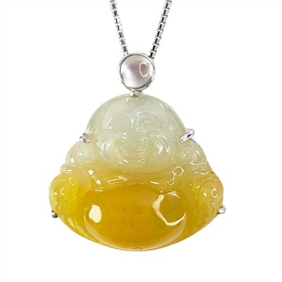 冰糯巧色黃翡彌勒佛