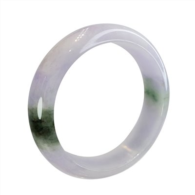 粉紫帶花青寬版玉鐲 18.5-19圍 平安鐲