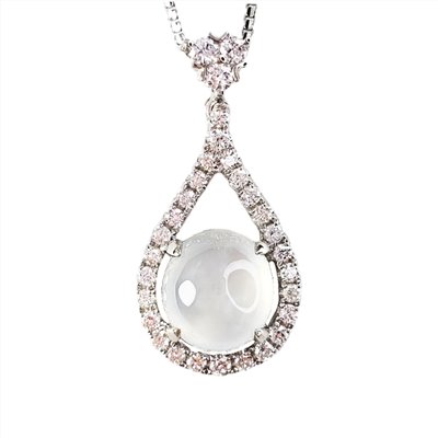 翡翠冰種蛋面水滴鑽墜