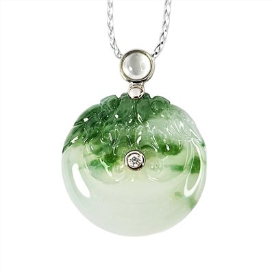 翡翠 冰種飄蘭花雙龍玉扣