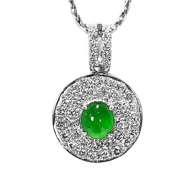 翡翠帝王綠蛋面滿鑽鑽墜 