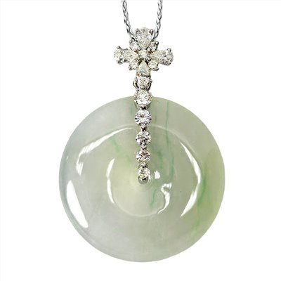 高冰綠絲平安扣鑽墜 