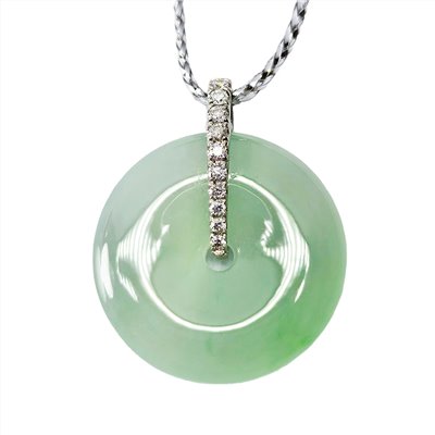 冰芙蓉綠平安扣鑽墜