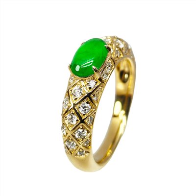 翡翠帝王綠蛋黃K鑽戒 國際圍8號