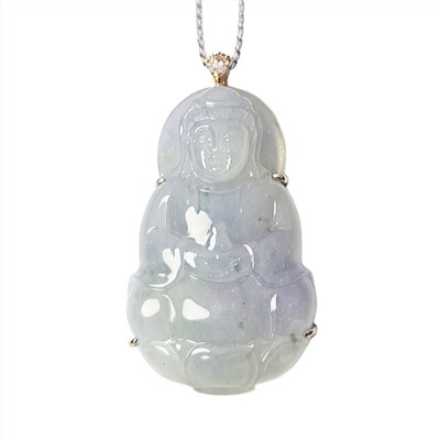 冰紫觀音玉墜 粉紅鑽墜頭