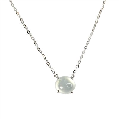 玻璃種蛋面翡翠項鍊 白K金750(已售出)