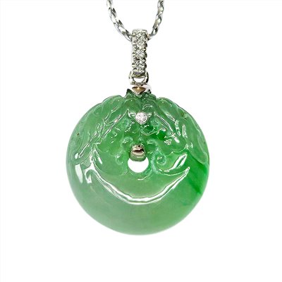 冰種翠綠平安龍扣鑽墜(已售出)