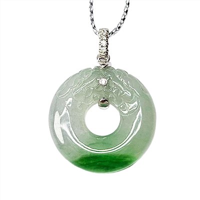 冰底帶綠雙龍戲珠平安扣(已售出)