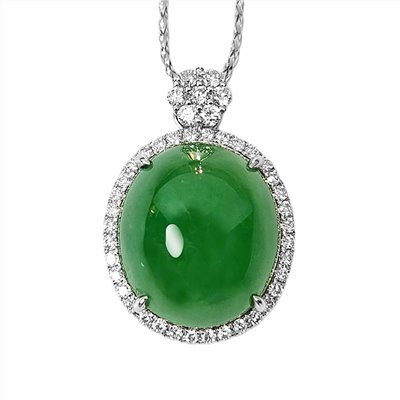 翡翠冰種滿綠大蛋面玉墜