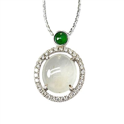 冰玻種蛋面鑽墜 不含鍊