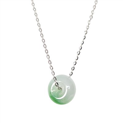 冰種帶綠平安扣項鍊 白K金750(已售出)