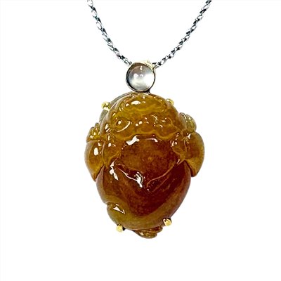 翡翠蜜糖黃玉蟾墜子 