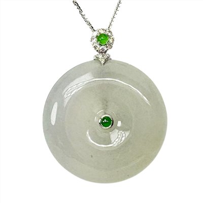 翡翠玻璃種平安扣鑽墜