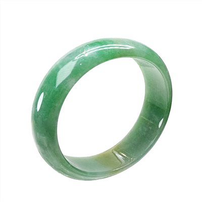 翡翠綠底帶蜜糖寬版貴妃鐲 約17圍