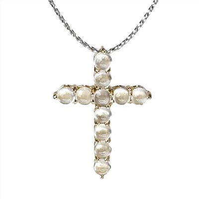 玻璃種蛋面玫瑰金十字架