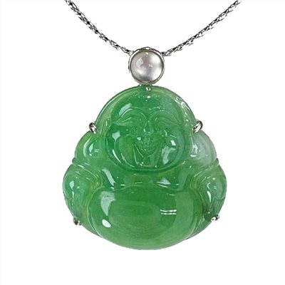 翡翠秧苗綠小彌勒玉墜