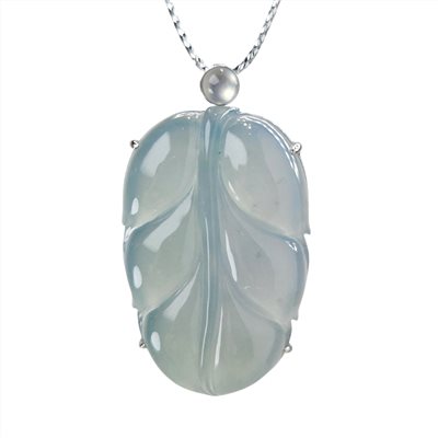 高冰藍水玉葉玉墜