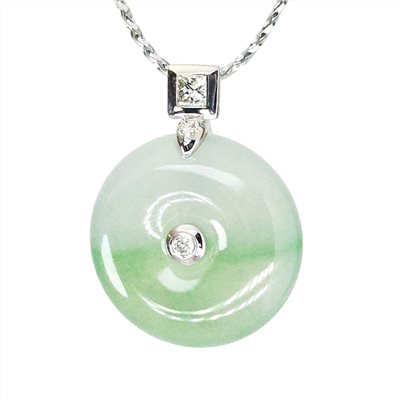 冰種飄綠平安扣鑽墜