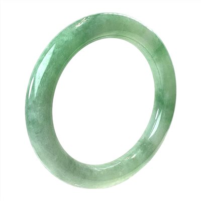  蘋果綠正圓條翡翠玉鐲 約18.5圍