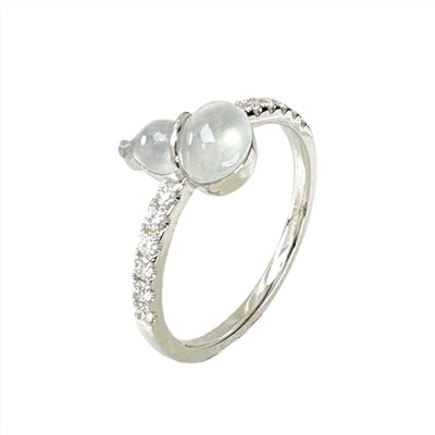 翡翠玻璃種葫蘆鑽戒 國際圍10號(已售出)