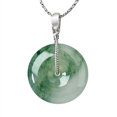 冰糯種飄蘭花平安扣玉墜