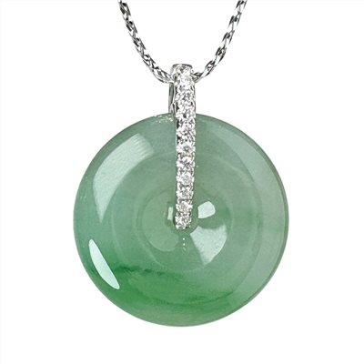 漸層翠綠平安扣翡翠鑽墜(已售出)