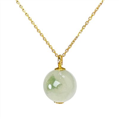 冰種飄綠圓珠黃K玉墜 不含鍊