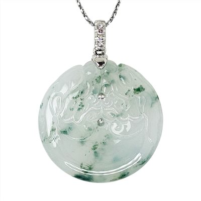 翡翠冰種飄蘭花龍紋平安扣